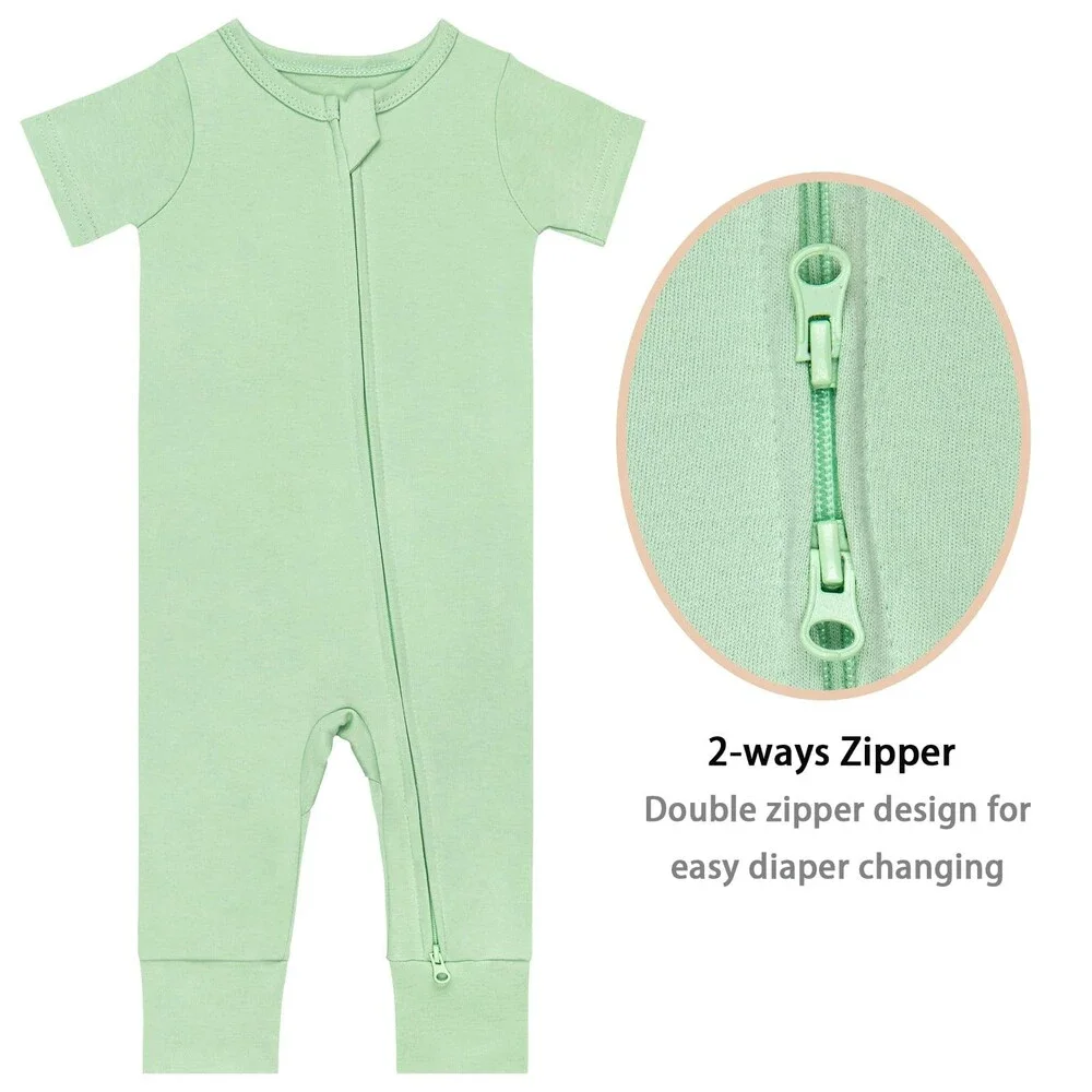GUISBY Baby Grey Footless Short Sleeve Pajamas Zipper Cotton Sleepwear 12-18M